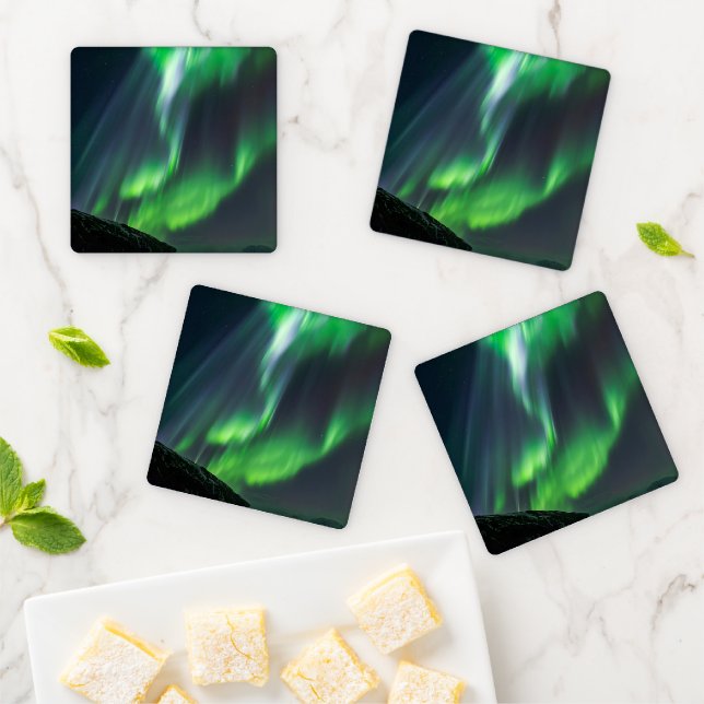 Northern Lights Glowing | North Iceland Coaster Set (In Situ)
