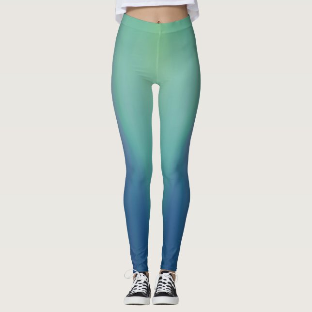 Northern Lights green over blue Leggings (Front)