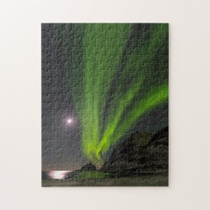 Northern LightS Haukland Beach Island Norway Jigsaw Puzzle