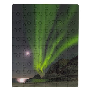 Northern LightS Haukland Beach Island Norway Jigsaw Puzzle