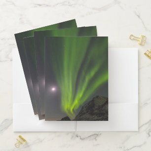 Northern LightS Haukland Beach Island Norway Pocket Folder