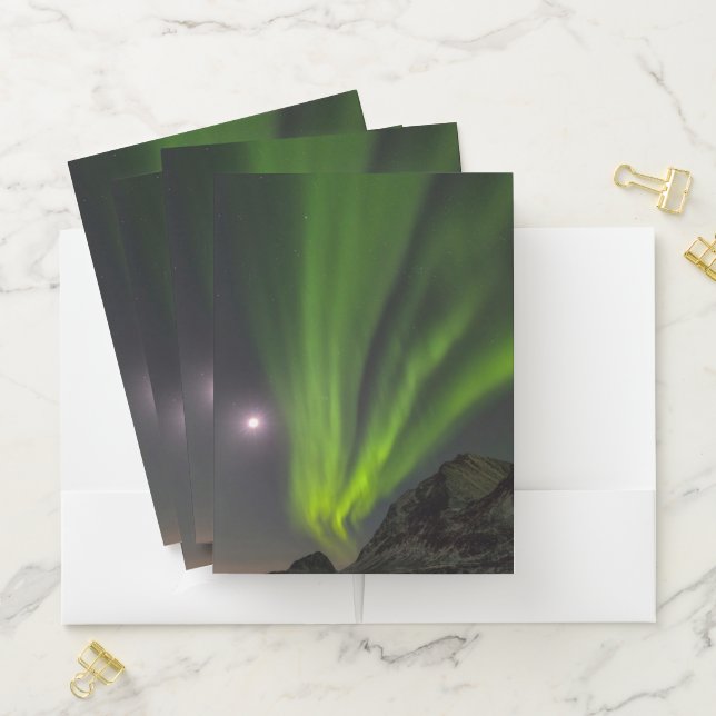 Northern LightS | Haukland Beach Island Norway Pocket Folder (In Situ)