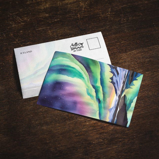 Northern Lights Iceland Watercolor Invitation (Creator Uploaded)