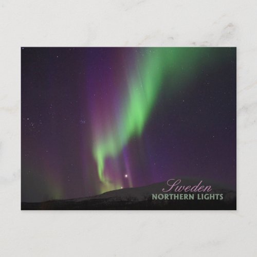 Northern Lights in Lappland Sweden Postcard