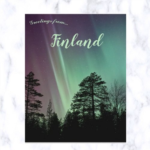Northern Lights in Someroharju Finland Postcard