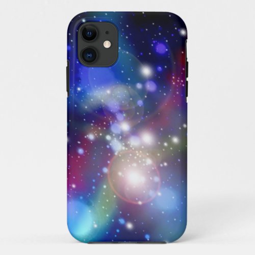 Northern lights in the blue space of the galaxy iPhone 11 case