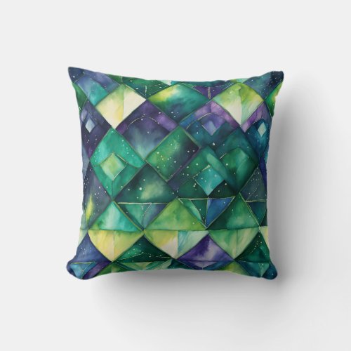 Northern lights inspired throw pillow