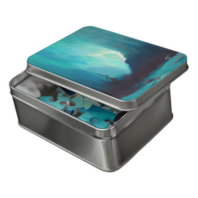 Northern Lights, Juneau, Alaska by Sydney Laurence Jigsaw Puzzle (Lid Open)