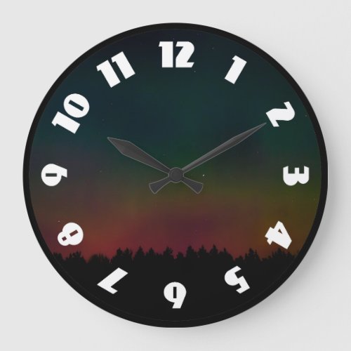 Northern Lights Landscape Large Clock