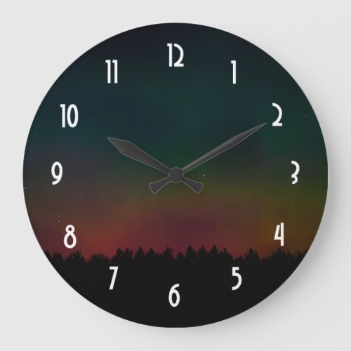 Northern Lights Landscape Large Clock