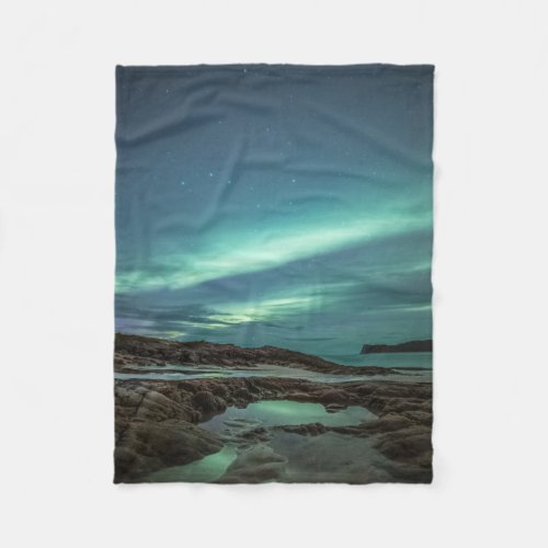 Northern Lights Landscape Photo Fleece Blanket