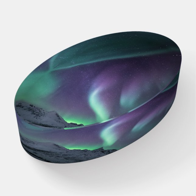 Northern Lights Landscape Photo Paperweight (Angled)