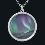 Northern Lights Landscape Photo Silver Plated Necklace<br><div class="desc">Landscape photo of the night sky above the island of Kvaløya in the North of Norway,  Scandinavia. Photo © Sebastian Worm.</div>