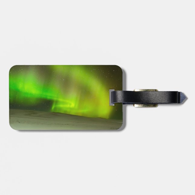 Northern Lights Luggage Tag w/ leather strap (Back Horizontal)