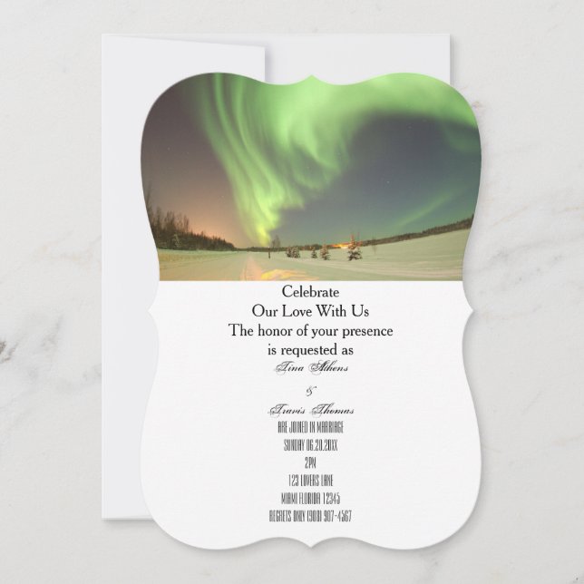 Northern Lights Menu Wedding Party Guests Bridal Invitation (Front)