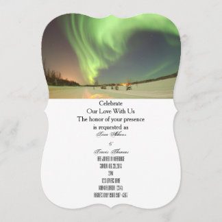 Northern Lights Menu Wedding Party Guests Bridal Invitation