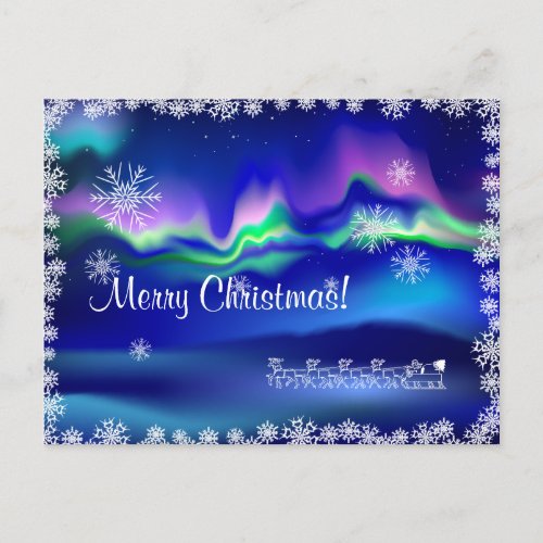 Northern lights Merry Christmas felicitation Holiday Postcard