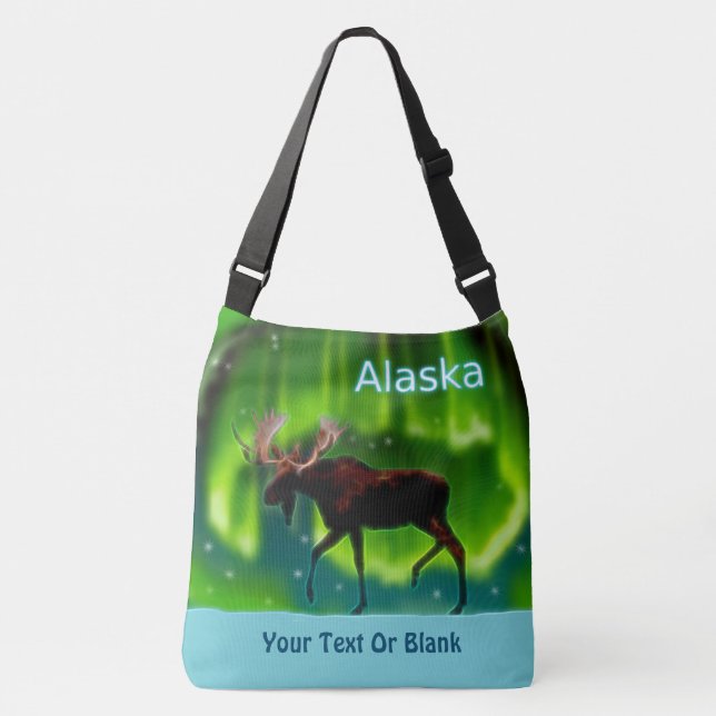 Northern Lights Moose - Alaska Crossbody Bag (Front)