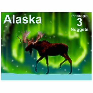Northern Lights Moose - Alaska Postage