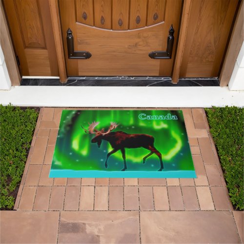 Northern Lights Moose Doormat