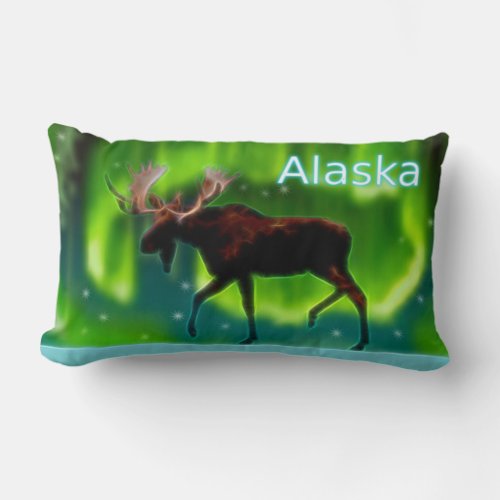 Northern Lights Moose Lumbar Pillow