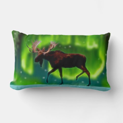 Northern Lights Moose Lumbar Pillow