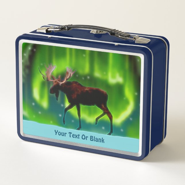 Northern Lights Moose Metal Lunch Box (Back)