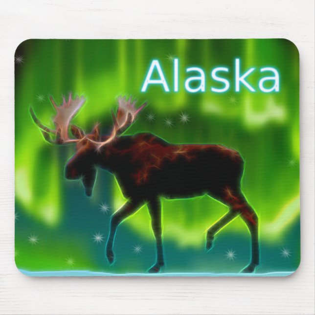 Northern Lights Moose Mouse Pad (Front)