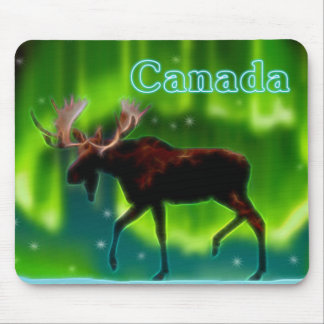 Northern Lights Moose Mouse Pad
