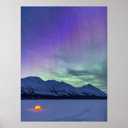 Northern Lights Moose Pass  Kenai Peninsula Poster