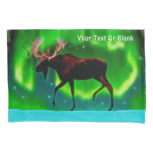 Northern Lights Moose Pillowcase