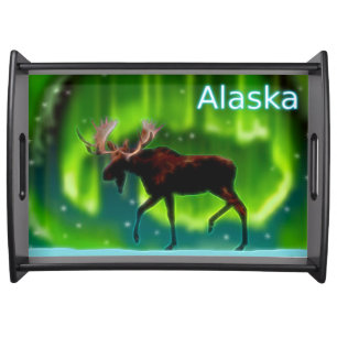 Northern Lights Moose Serving Tray