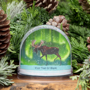 Northern Lights Moose Snow Globe