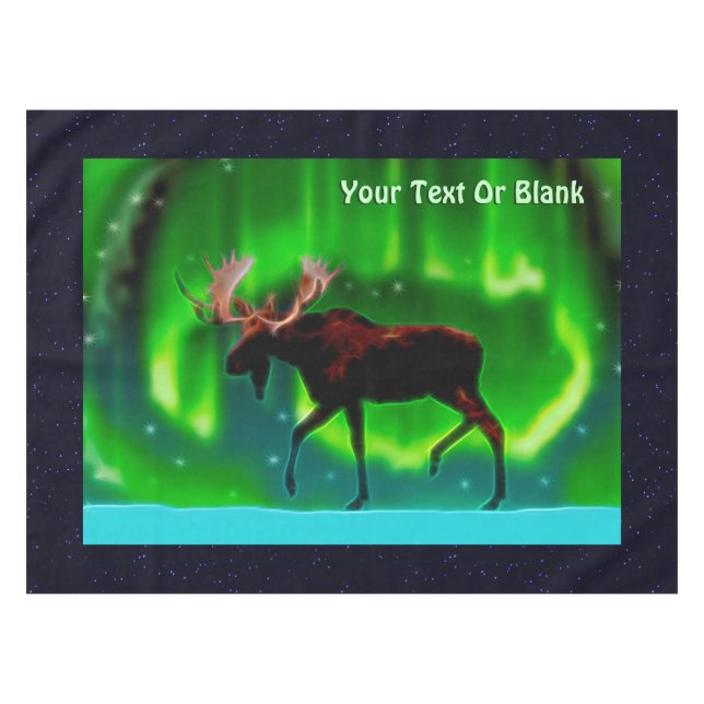 Northern Lights Moose Tablecloth (Front (Horizontal))
