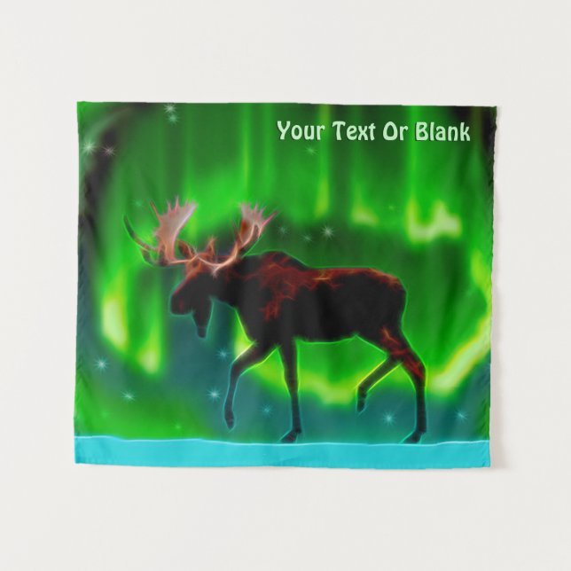 Northern Lights Moose Tapestry (Front (Horizontal))