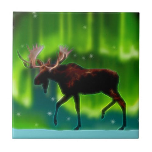 Northern Lights Moose Tile