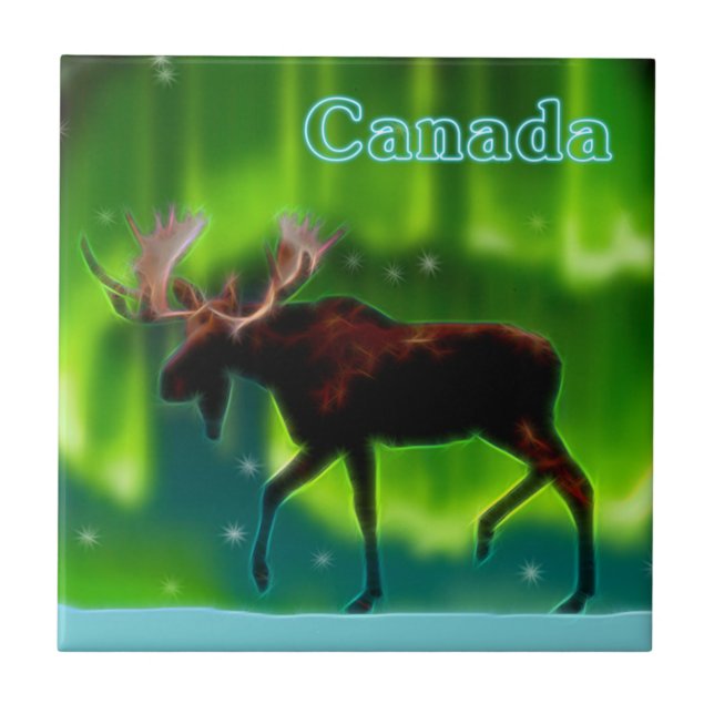 Northern Lights Moose Tile (Front)