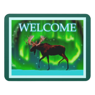 Northern Lights Moose - Welcome Door Sign