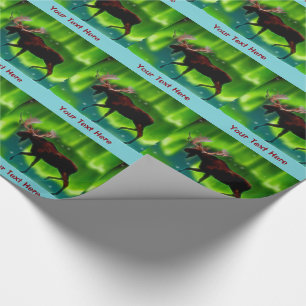Northern Lights Moose Wrapping Paper