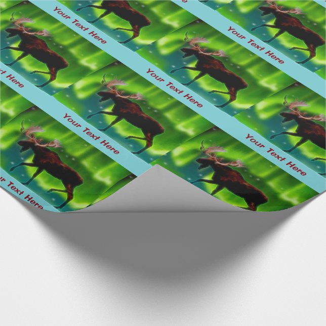 Northern Lights Moose Wrapping Paper (Corner)