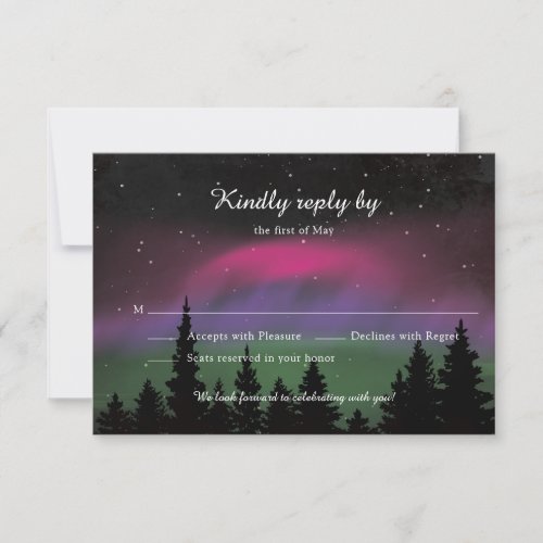 Northern Lights Mountaintop Stars Wedding RSVP Save The Date
