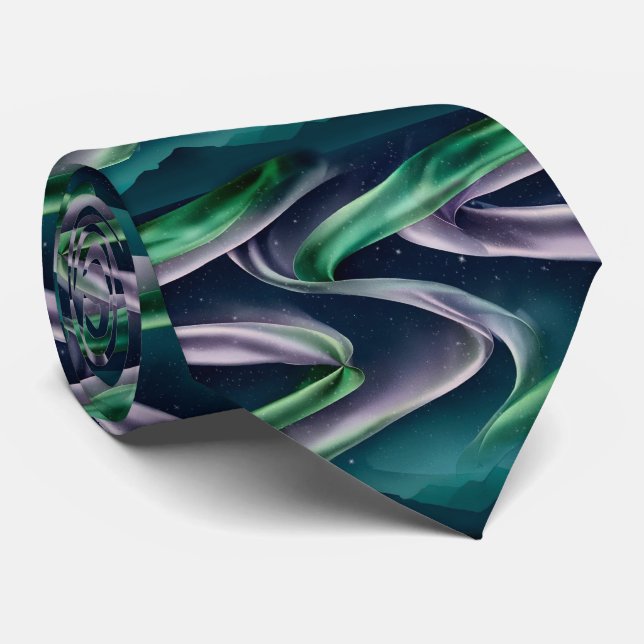 Northern Lights Nature Pattern Neck Tie (Rolled)