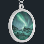 Northern Lights Nature Photo Silver Plated Necklace<br><div class="desc">Nature photo of the Northern Lights (Aurora borealis) above the island of Kvaløya in North Norway,  Scandinavia. Photo © Sebastian Worm.</div>