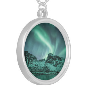 Northern Lights Nature Photo Silver Plated Necklace