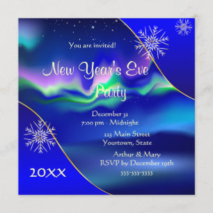 Northern lights New Year's Eve Party 2020 Invitation