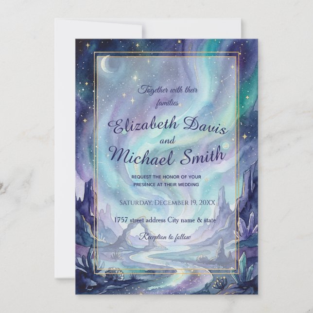 Northern Lights Night Sky Romantic Landscape Invitation (Front)