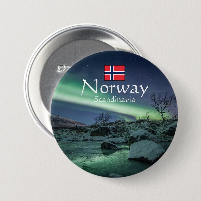 Northern Lights Norway Button (Front & Back)