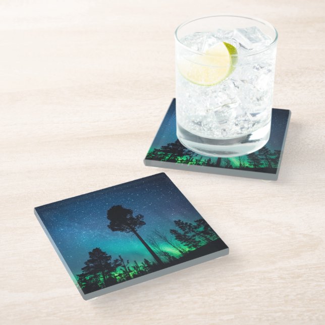 Northern Lights Norway Glass Coaster (Angled)