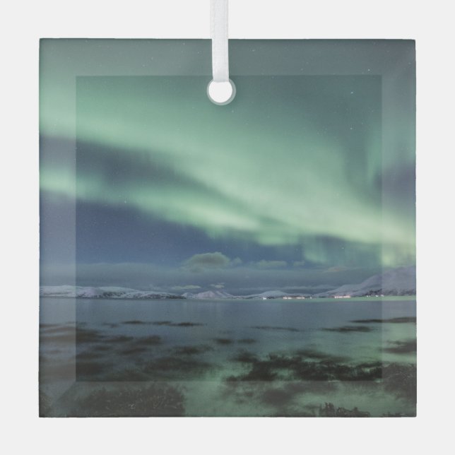 Northern Lights Norway Glass Ornament (Front)