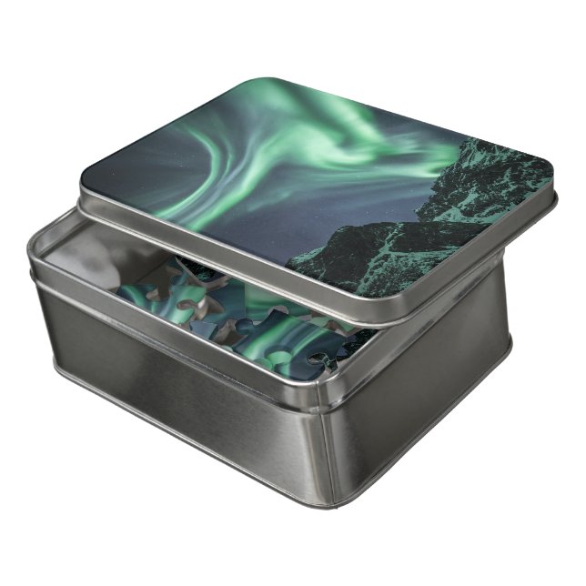Northern Lights Norway Jigsaw Puzzle (Lid Open)